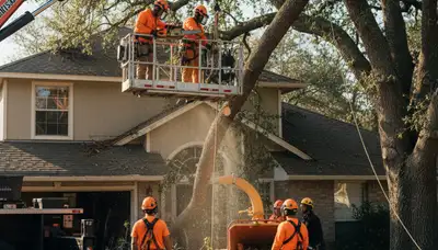 Bellevue, WA arborists removing a fallen tree after storm damage for emergency tree service