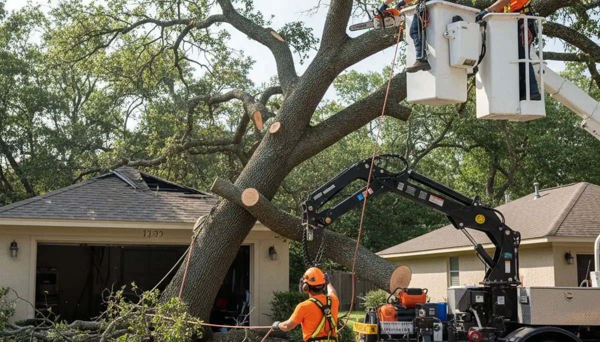 Bellevue, WA tree service crew removing a fallen tree after storm damage