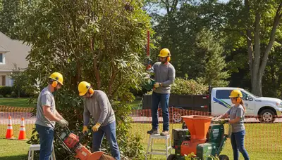 Bellevue, WA shrub removal crew clearing overgrown shrubs for a tree service estimate
