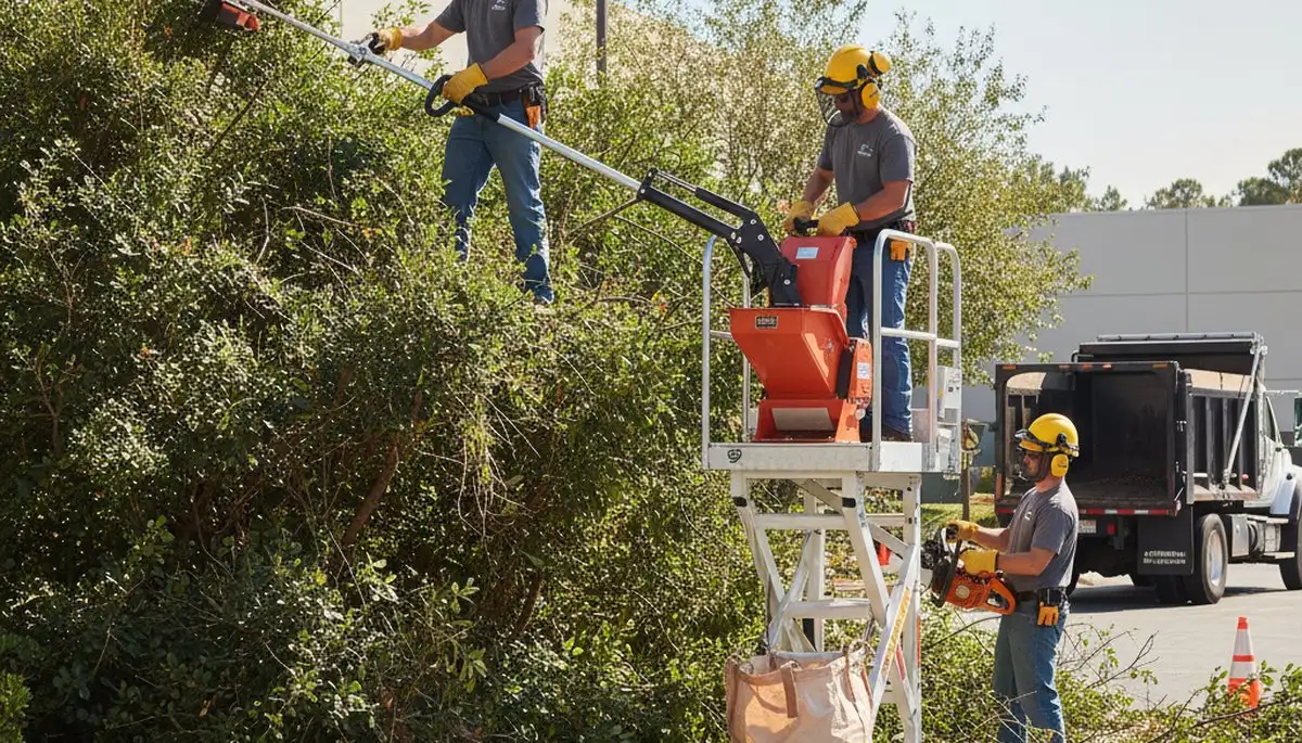 Bellevue, WA crew removing overgrown shrubs for a tree service estimate