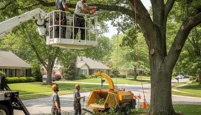 Bellevue, WA tree service crew removing a hazardous tree for safe local tree removal