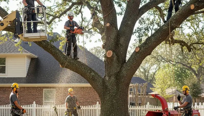 Bellevue, WA tree removal crew safely removes a hazardous tree for a local homeowner