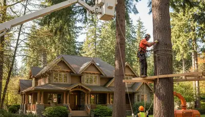Tree service crew removing a tree in Bellevue, WA