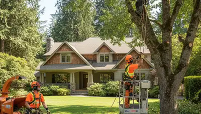 Tree service crew in Bellevue, WA performing professional tree removal and cleanup