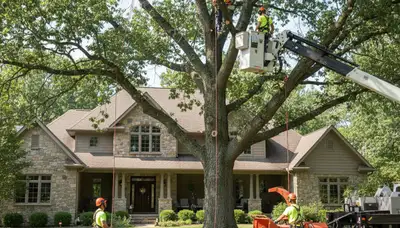Tree service crew in Bellevue, WA removing a tree for safe, professional property care