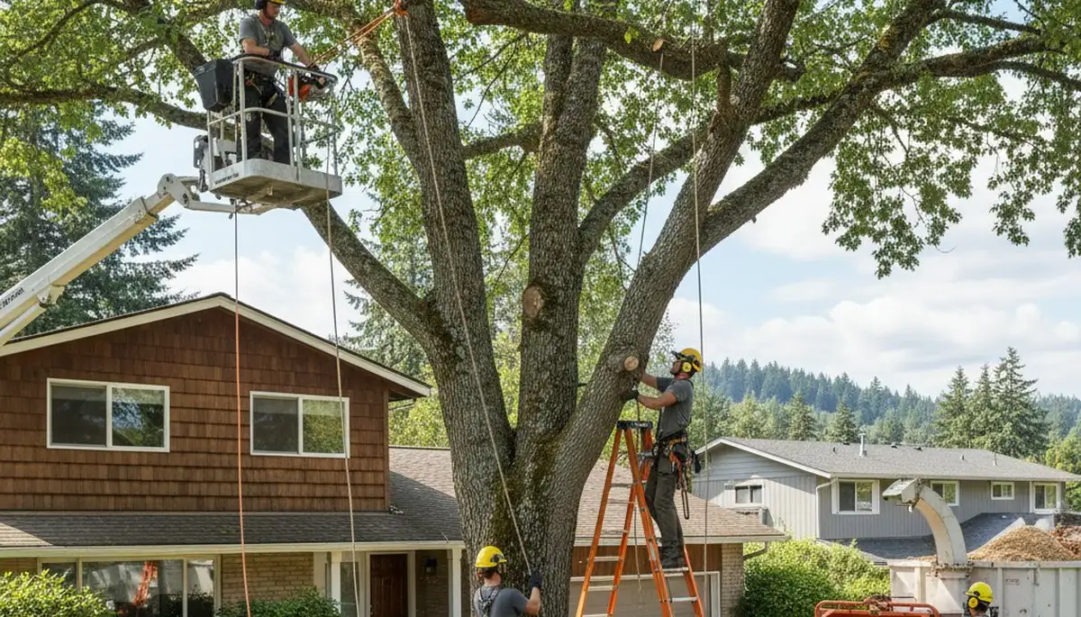 Bellevue, WA tree service crew removing a tree for safe residential property maintenance