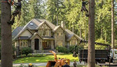 Tree service crew removing a tree in Bellevue, WA