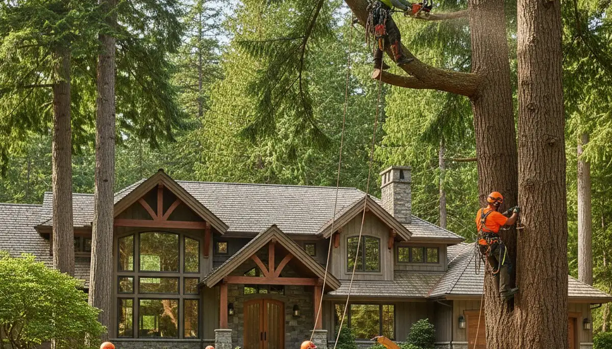 Tree service crew in Bellevue, WA performing professional tree removal and trimming